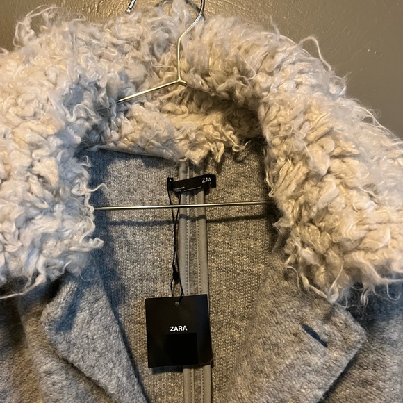 NWT Zara Faux Shearling collar sweater coat - Picture 7 of 7